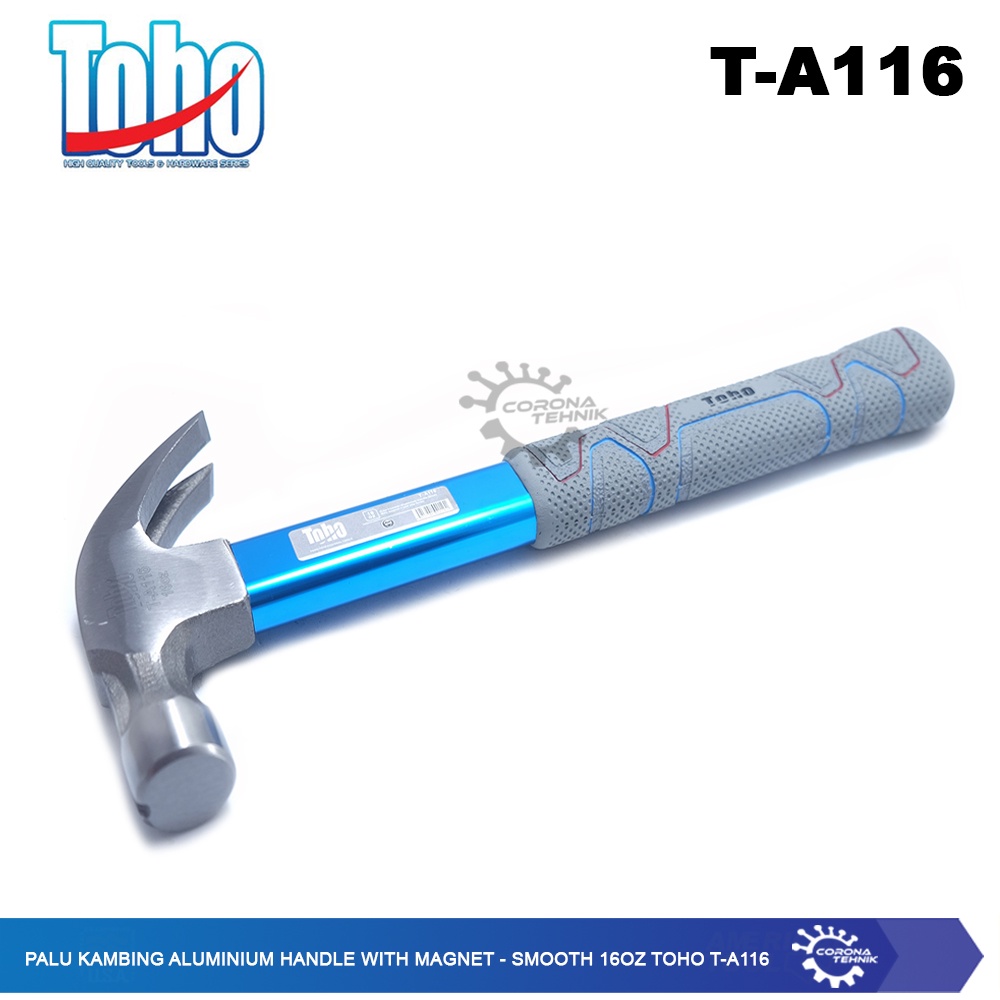 Toho T-A116 - Palu Kambing Aluminium Handle With Magnet - Smooth 16Oz