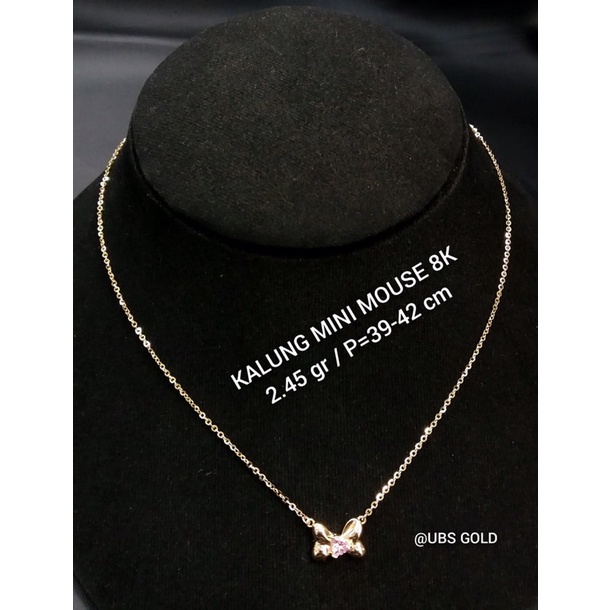 KALUNG WANITA DEWASA EMAS MINNIE DISNEY KADAR 375/8K PANJANG 39-42CM