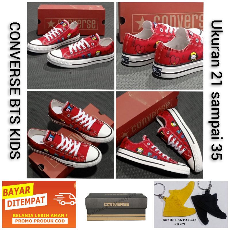 OBRAL SEPATU CONVERSE BTS KIDS MERAH ANAK PEREMPUAN ANAK LAKI LAKI