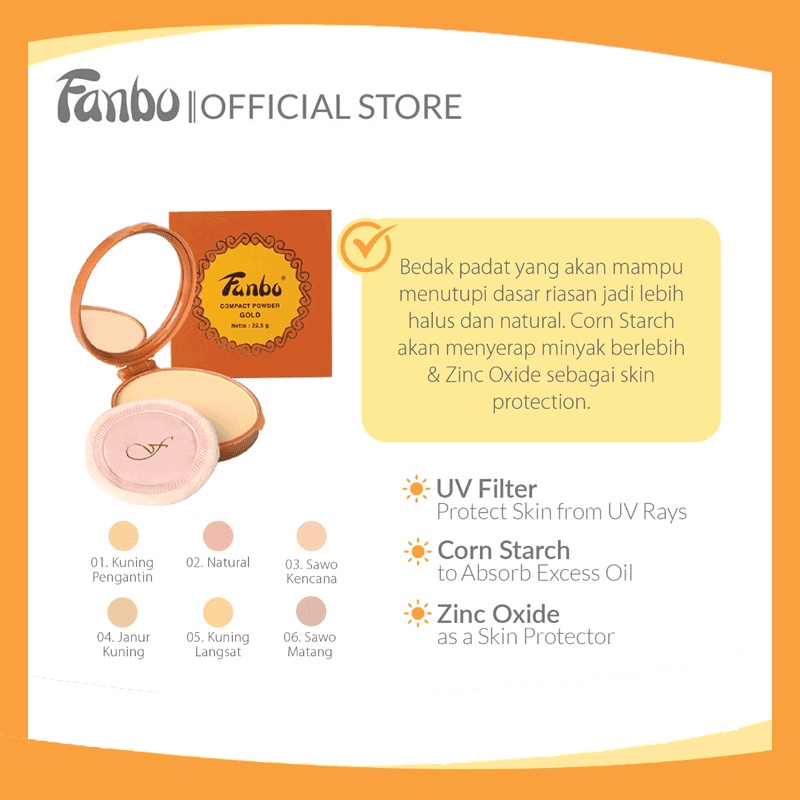 FANBO Gold Pancake | Bedak Compact Powder