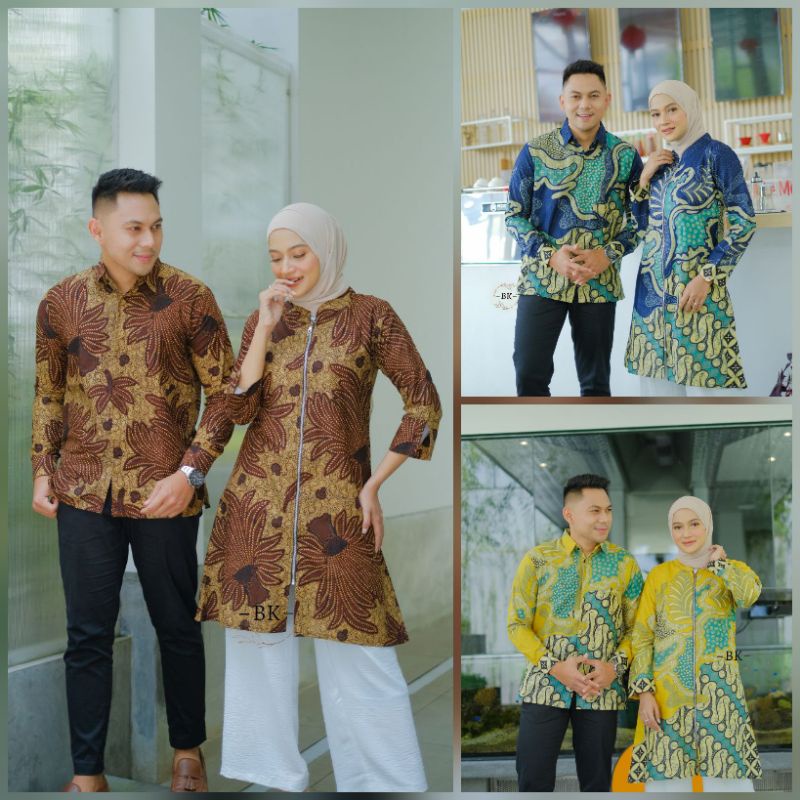 BAJU BATIK COUPLE COUPEL TUNIK KEMEJA SARIMBIT PASANGAN KAPELAN SERAGAM KERJA KAPEL PREMIUM TERBARU