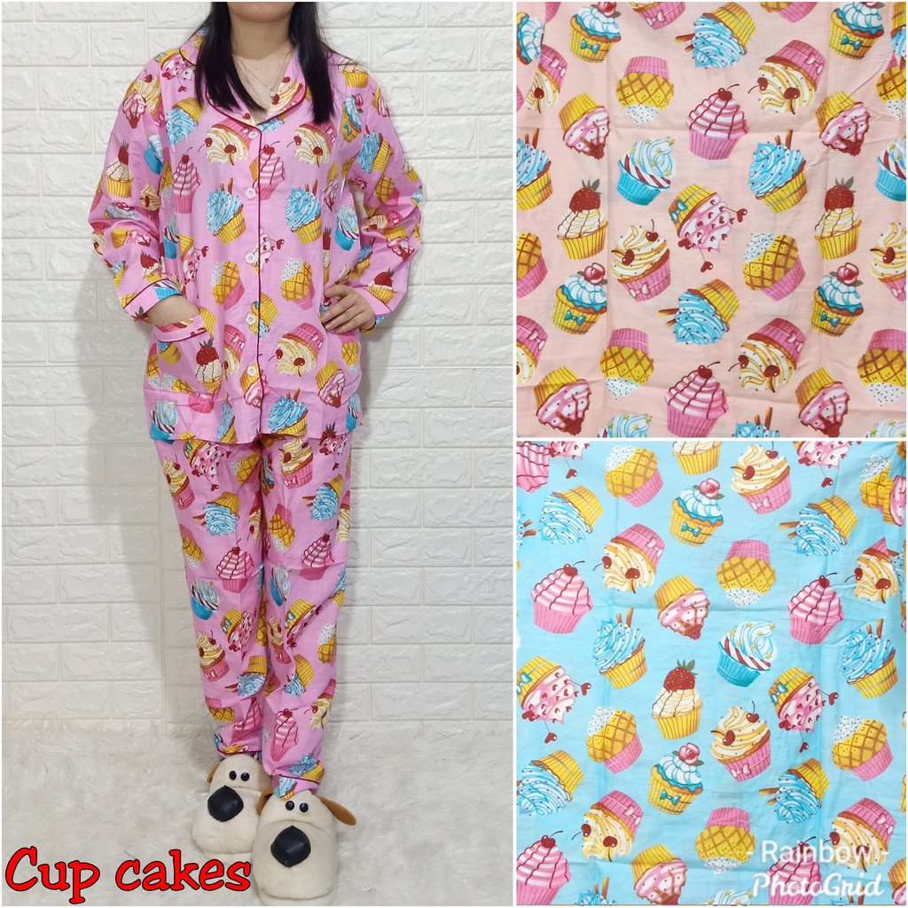 Piyama dewasa PP panjang, katun jepang, fit to xl, motif MICKEY/MINION/PANDA