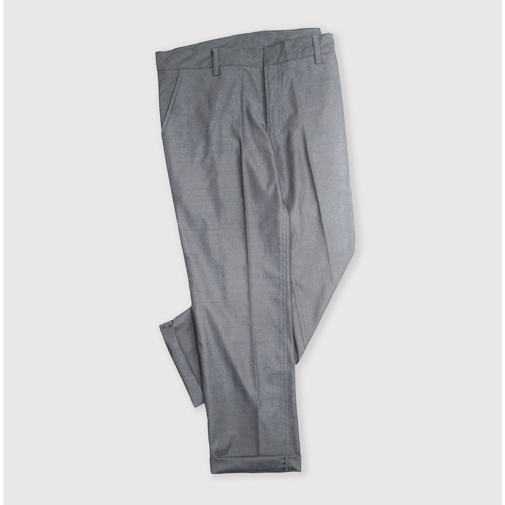 Dritto Ankle Pants - Celana Bahan Formal Kantoran Slim Fit - Abu Muda