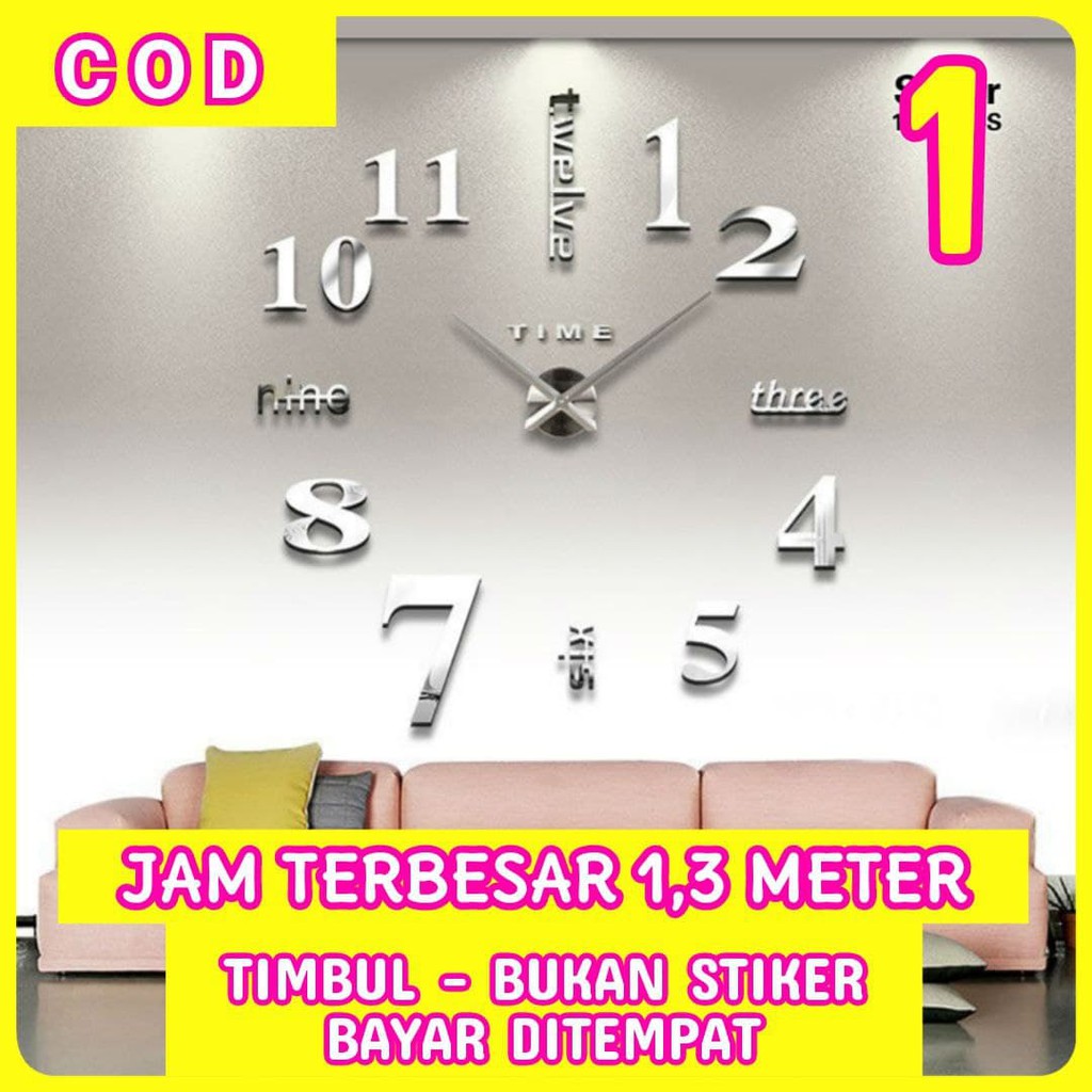 Jam Dinding Besar 3D Jumbo 130cm Untuk Dekorasi Rumah Jam Dinding Arab Jumbo Raksasa Original