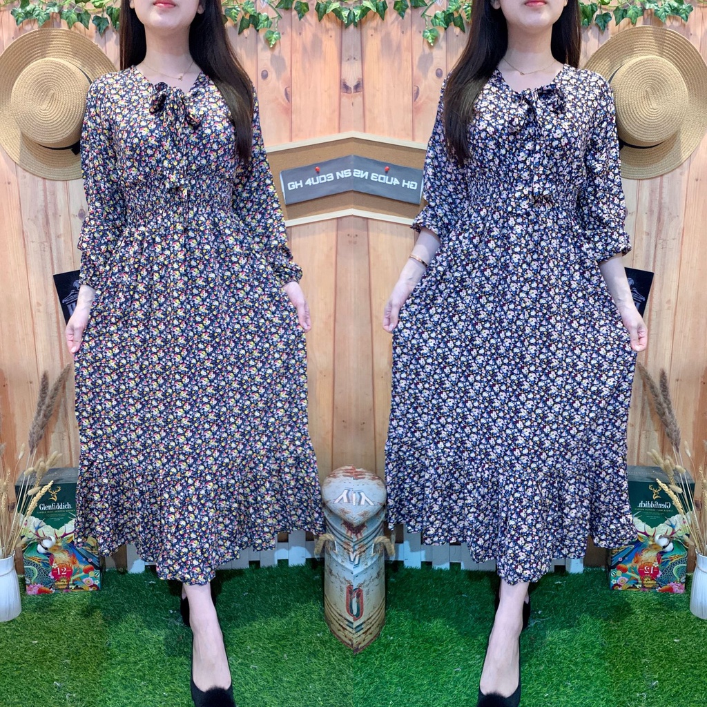 LONG DRESS ARUNA TIE LONGSLEEVE 5055-1