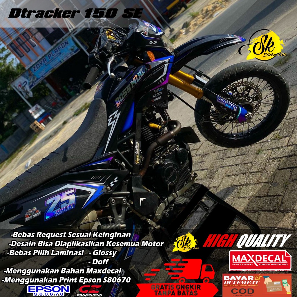 DECAL STICKER FULLBODY MOTOR DTRACKER 150 SE KOMBINASI NAMA DAN NOMOR HOLOGRAM FREE REQUEST