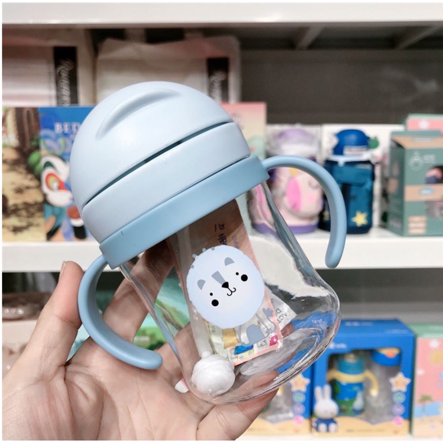 Botol Minum Bayi Gelas Anak Balita Training Cup Baby 280ml Dengan 3 Karakter Lucu B254 Sippy Cup 2121-BTL CUTE SIPPY BIRU