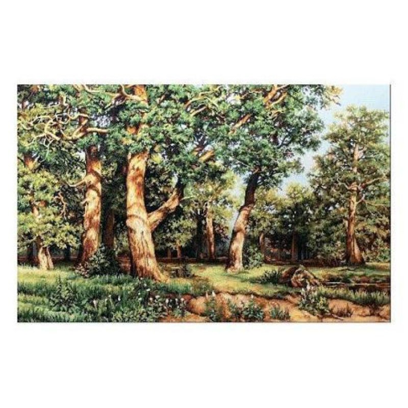 DIY paket kristik hutan asri green forest cross stitch 14ct dmc benang sulam silang sulaman embroide