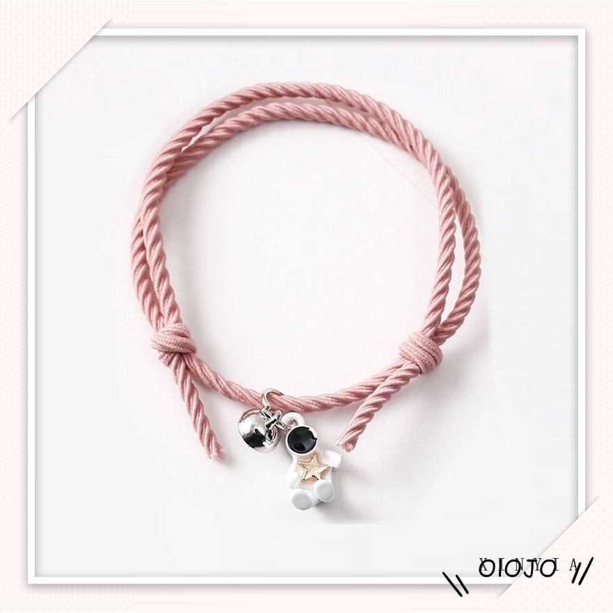 2 Pcs Gelang Couple Magnet Pasangan Liontin Kreatif Pesona Gelang Perhiasan Hadiah Kekasih/ Couple Magnetic Attract Braided Pasangan Gelang Tali Magnetik