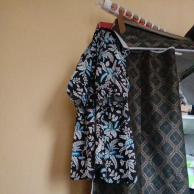 Batik Couple Keluarga Sania Ruffle Ori Ndoro Jowi Dnt Blarak Biru