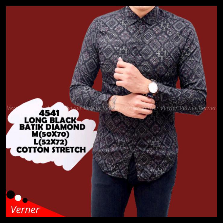 5sae kemeja batik slim fit 4541 - batik pria slim fit 4541 - hitam, m wg4q