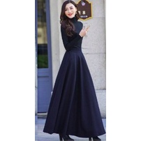TERLARIS !!! ROK PANJANG JUMBO SPANDEK JERSEY WANITA TERMURAH / ROK PANJANG MAX BB 80 KG BAHAN PREMIUM BISA COD & SAMEDAY-NAVY