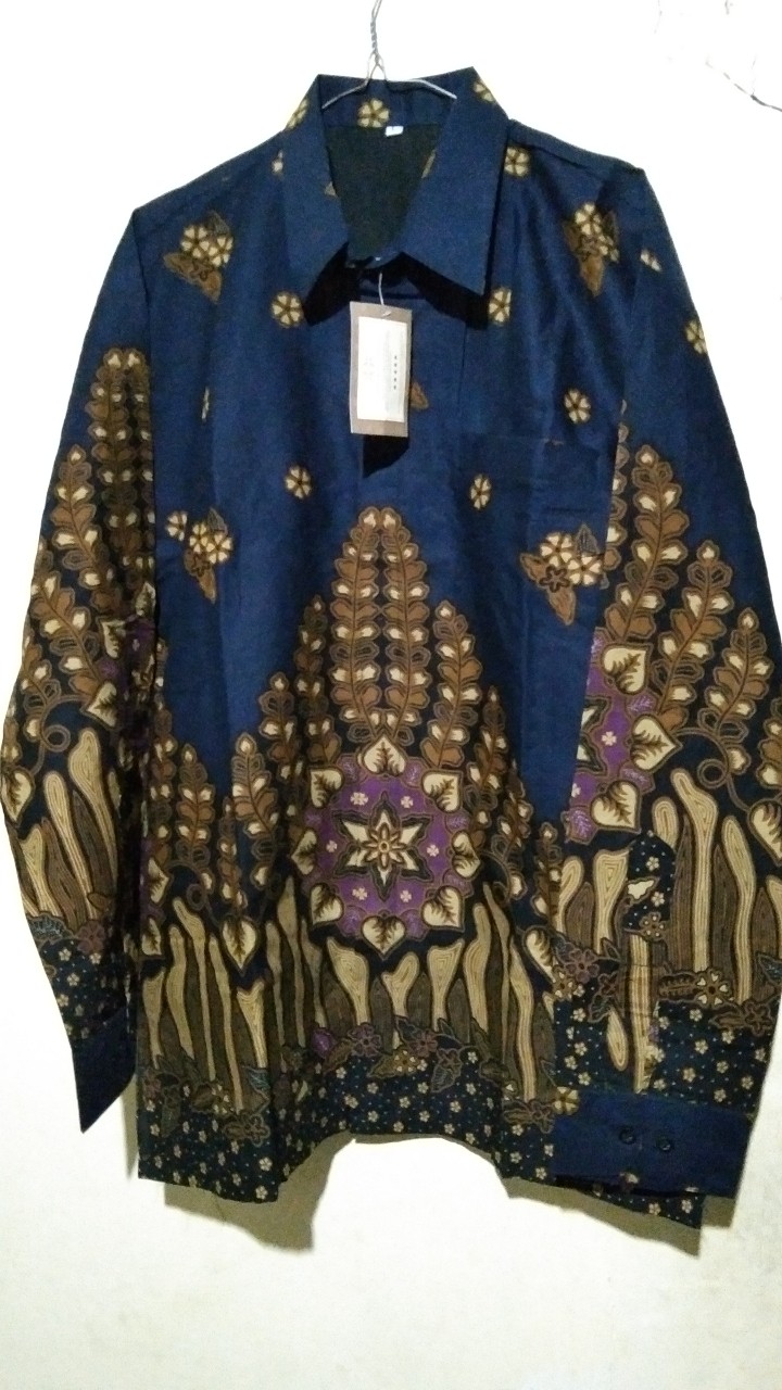 Sasmita Biru Kemeja Batik Pria Full Furing Bahan Katun Halus Primisima