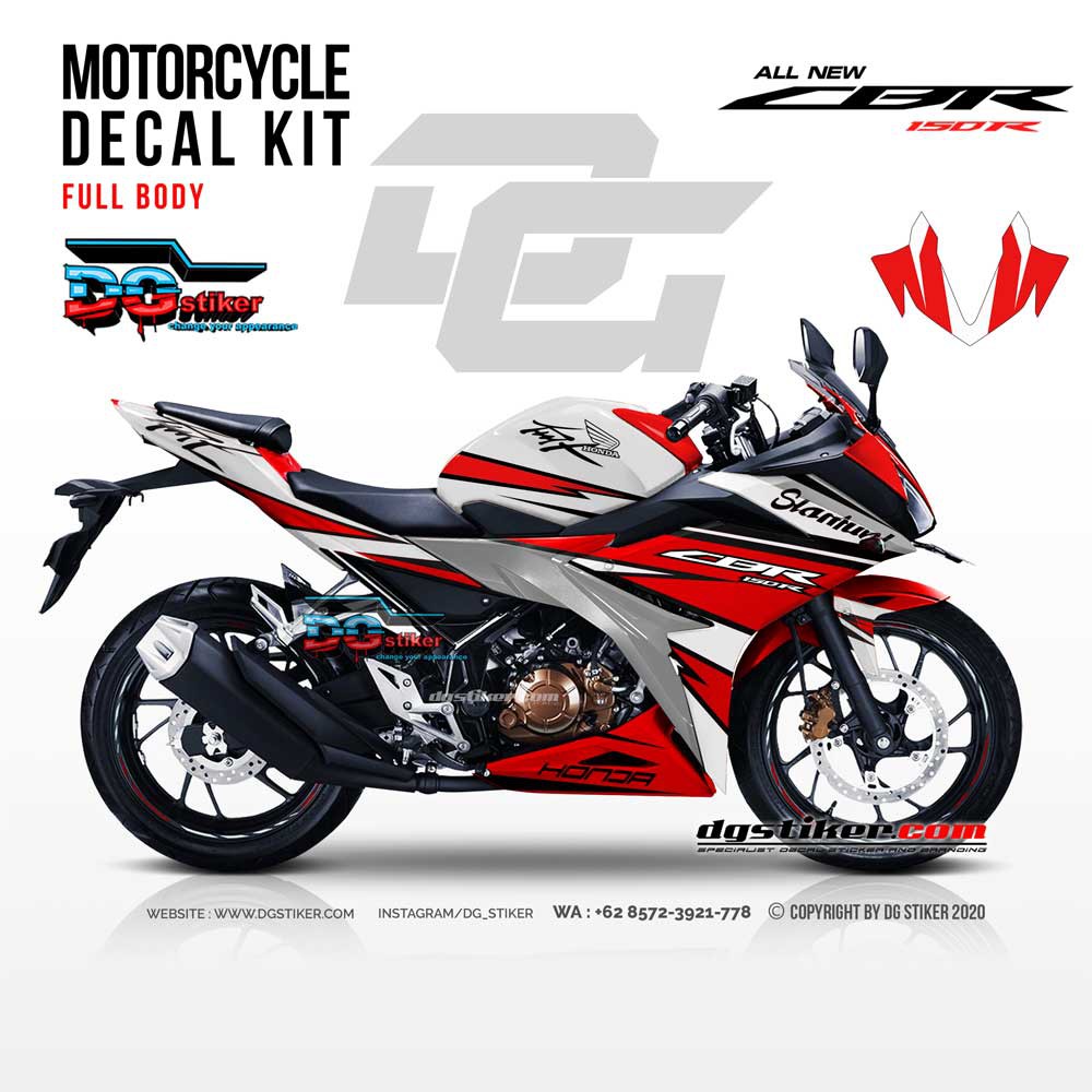 Modif Striping CBR 150R Putih Hayabusa DG Stiker Shopee Indonesia