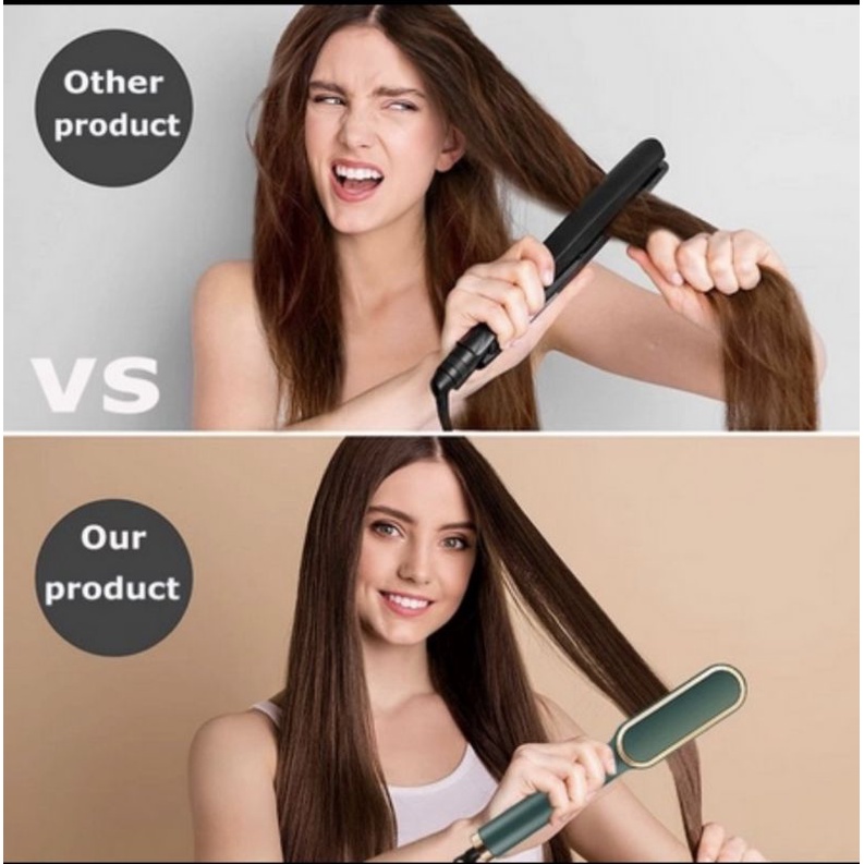 VIRAL ! Sisir Catokan Ion Listrik Pelurus Rambut 2 IN 1 LURUS/KERITING Hair Straightener Curter Tidak Merusak Rambut