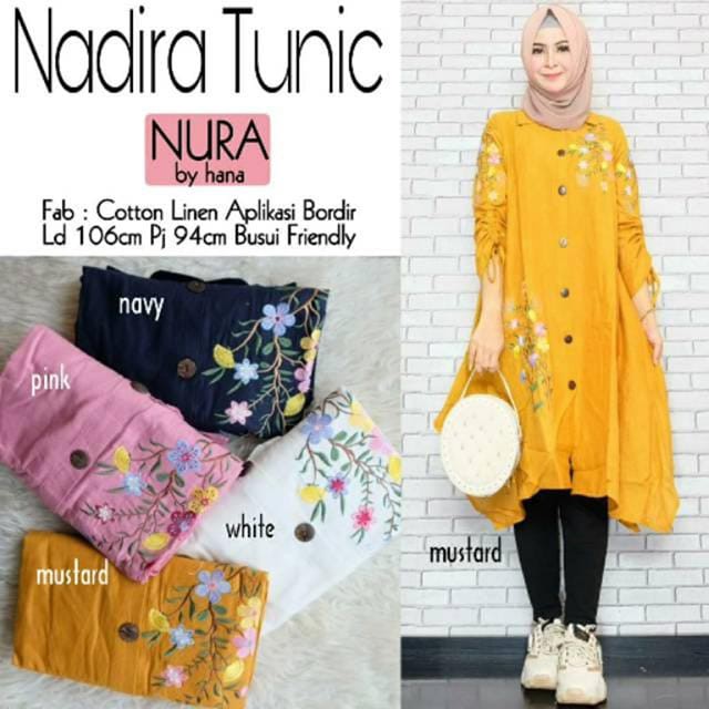 tunik busui motif bunga sakura/tunik motif bunga rempel