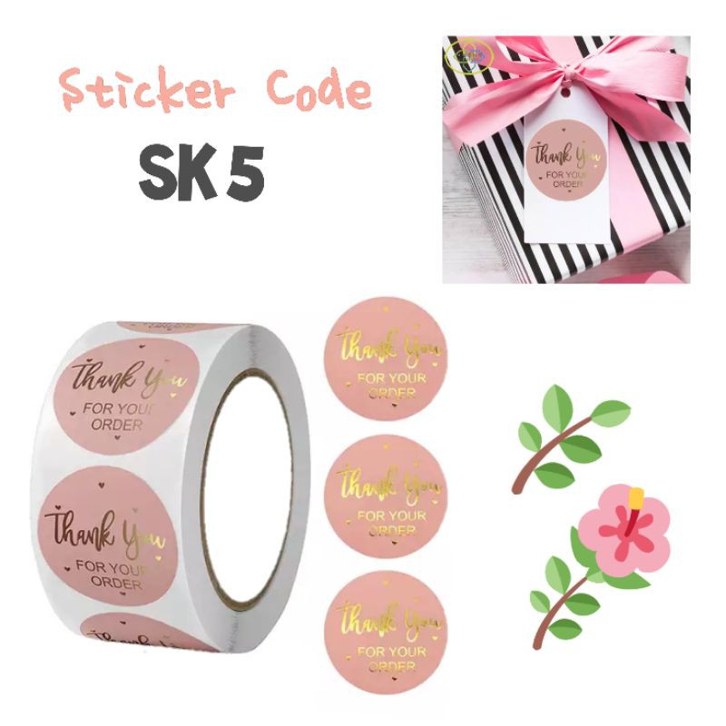Stiker thank you bulat diameter 2.5cm isi 50pcs perpack-SK 5