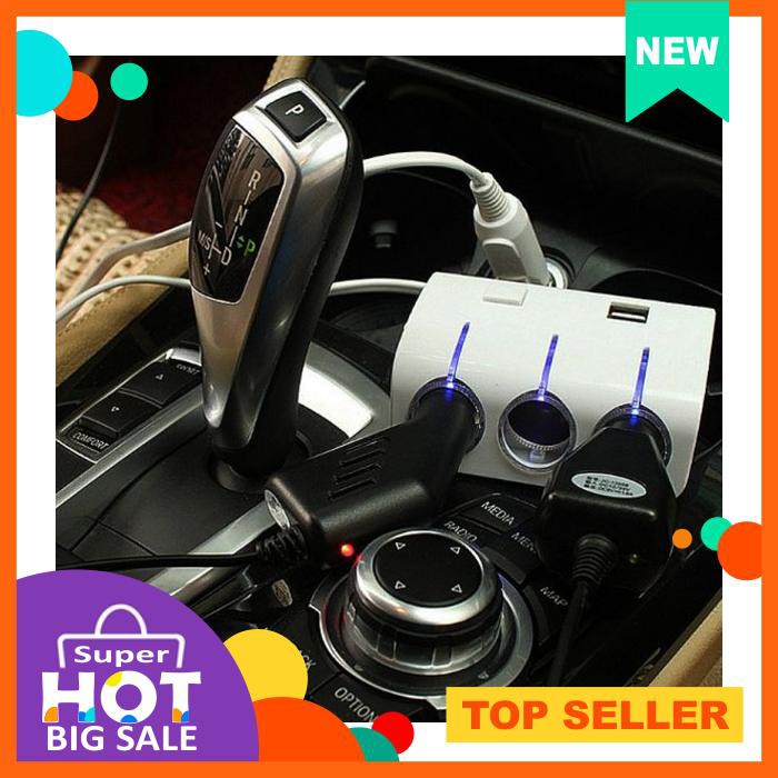 3 Slot Sockets Lighter + 2 Slot Usb Led Blue Soket Lighter