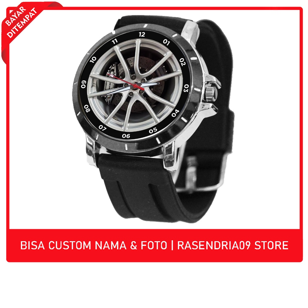 Jam Tangan Rubber Pria/Wanita | Custom Velg/Rims Putih Mclaren