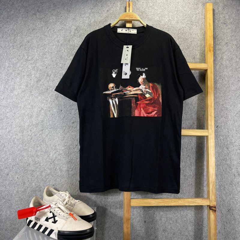 KAOS PENDEK T SHIRT OFF WHITE CARAVAGGIO ARROW MIRROR FULL TAG