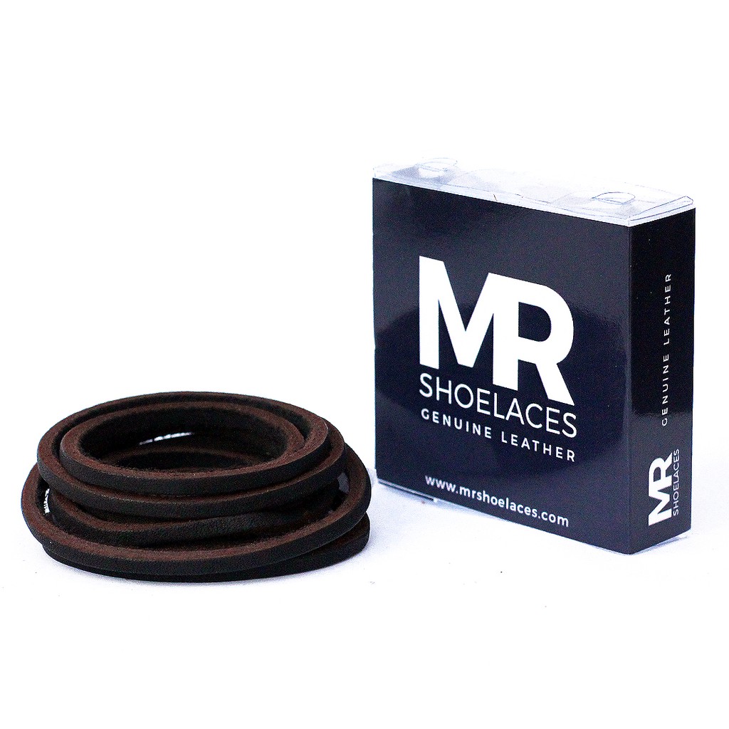 MR Shoelaces LR12 Coffee (Kopi) - Tali Sepatu Kulit 60cm 80cm 100cm 120cm - Premium Leather Shoelace