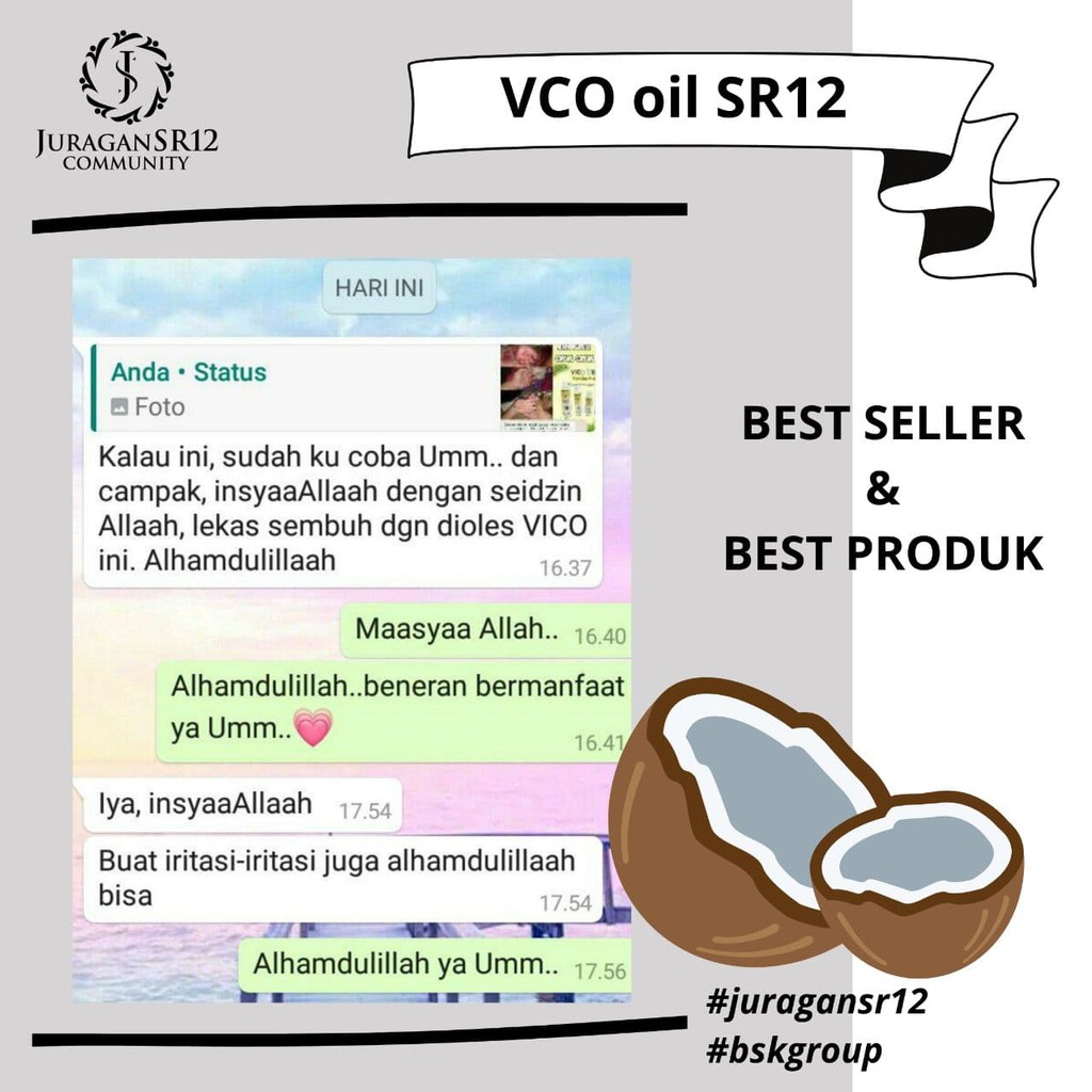 Vco SR12 - Vco Virgin Coconut Oil - Minyak Kelapa Murni - Isi 100ml