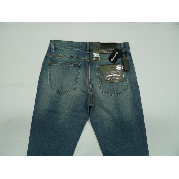 : Celana Jeans Pria Panjang BOSS  Biru Denim Wiping ( Demin Blue  )