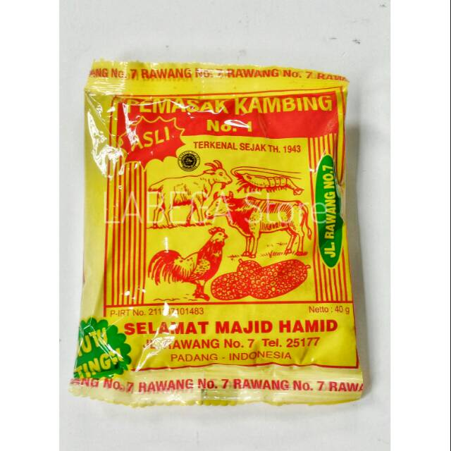 

Bumbu Masak Gulai Tempo Dulu Pemasak Kambing No. 1 Ramuan Gulai Selamat Majid Hamid 40 gram