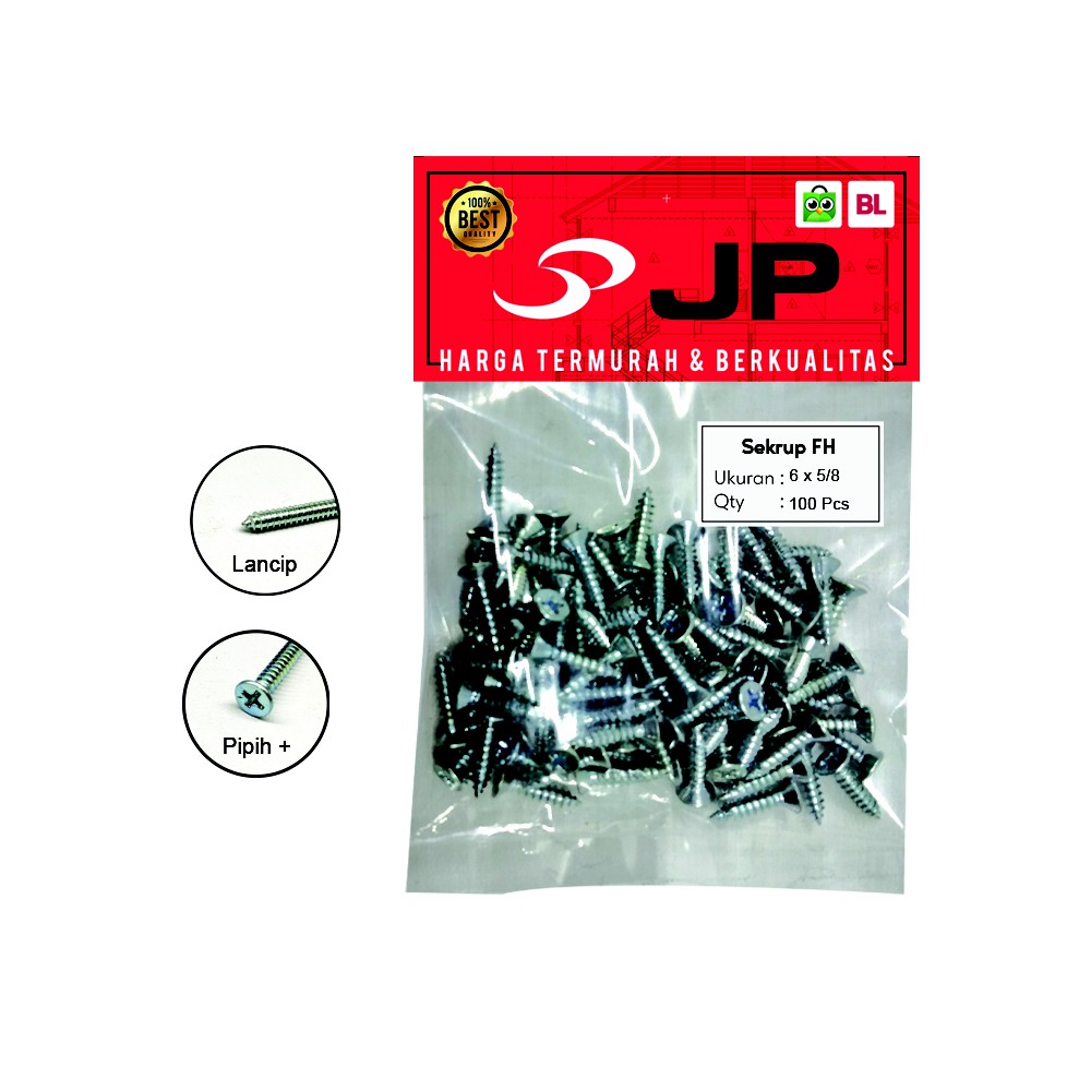 SEKRUP FH 6 x 5/8 - SKRUP FH 6x5/8 BAUT TAPPING ISI 100 PCS
