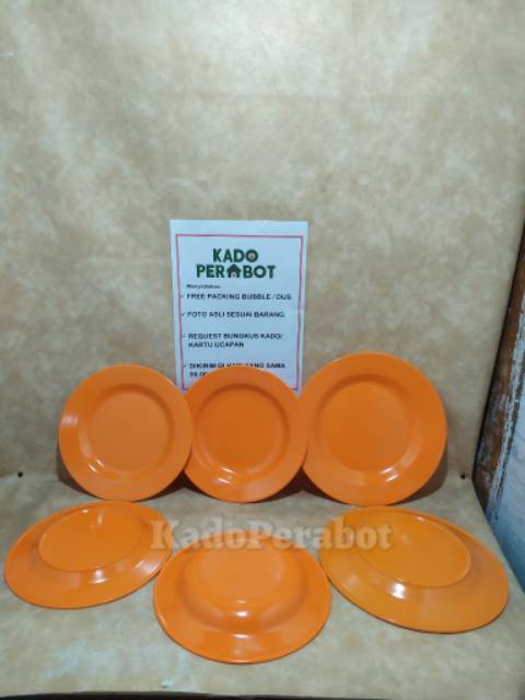 Piring makan set isi 6 pcs - piring makan putih set - piring orange set a14