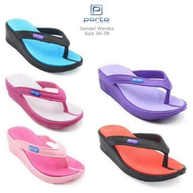baru sandal jepit wanita porto - biru hitam, 37 MURAH
