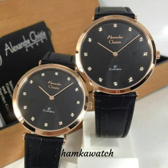 jam tangan / Watch_Id cople alexander cristie original ac8468 black leather black