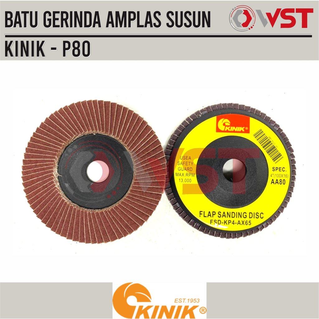 KINIK Batu Amplas Susun Bulat 4inch A80 / Kinik Flap Disc Grid 80