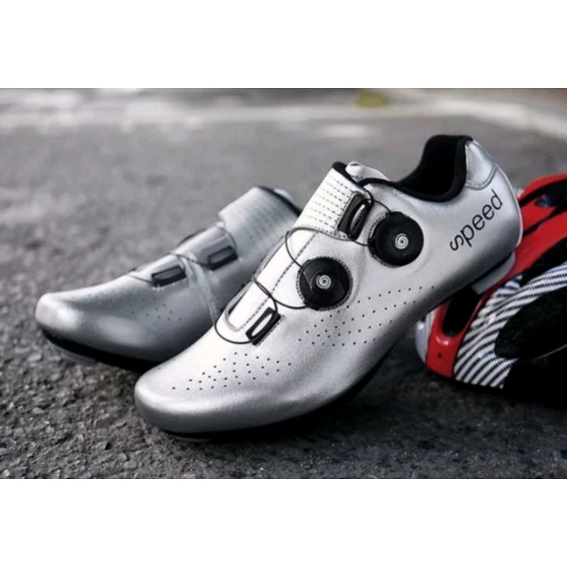 Speed Sepatu Multi Cleat MTB Roadbike Bicycle Shoes Cleat Sepatu Gowes Cleat Silver