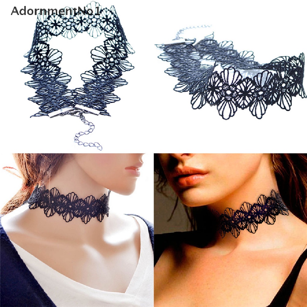 (AdornmentNo1) Kalung Choker Lace Gaya Retro Vintage Gothic Untuk Perhiasan Wanita