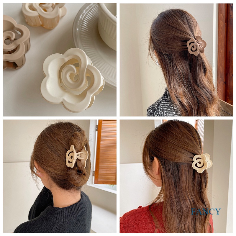 Jepit Rambut Desain Bunga Camellia Frosted Gaya Korea Untuk Wanita