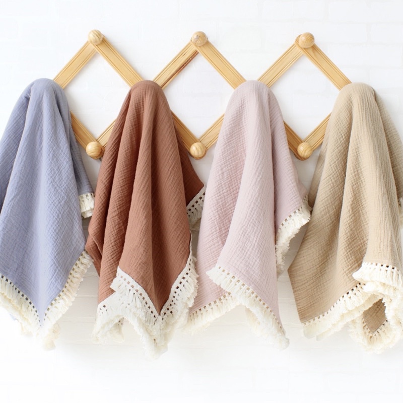 Fringe muslin blanket in eight color