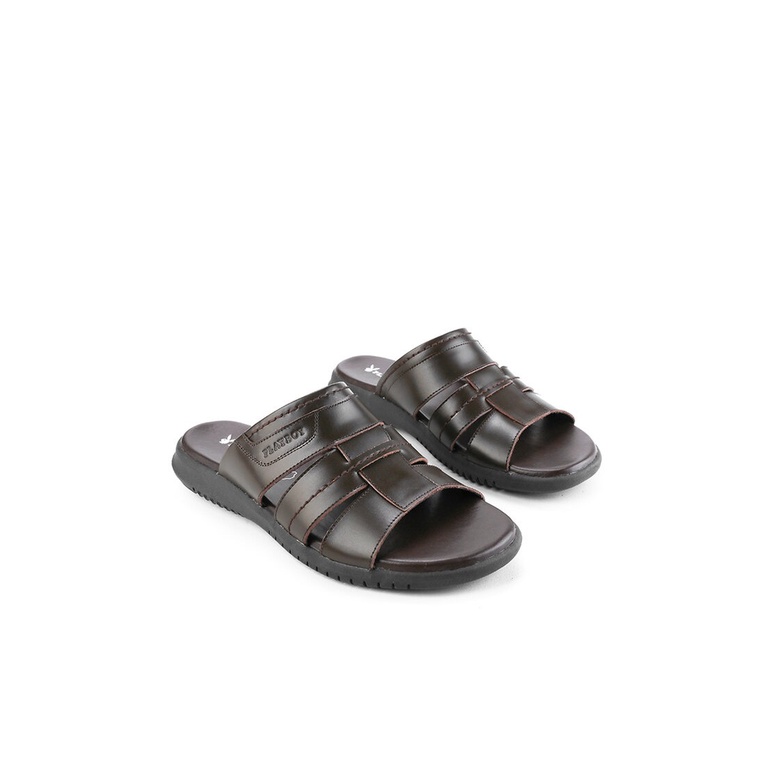 PL48 SANDAL SLIDE PLAYBOY PRIA ORIGINAL CASUAL KULIT BRANDED COKLAT