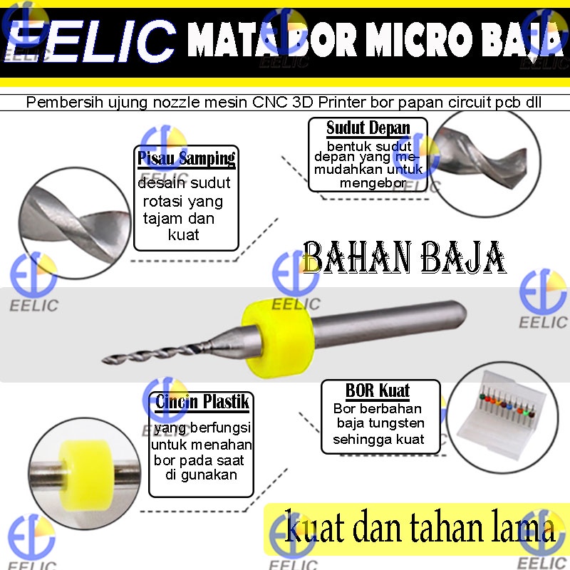 EELIC MBM-1.2MM Mata bor micro 1.2 mm baja tungsten circuit pcb cleaning kit mesin cnc 3d printer