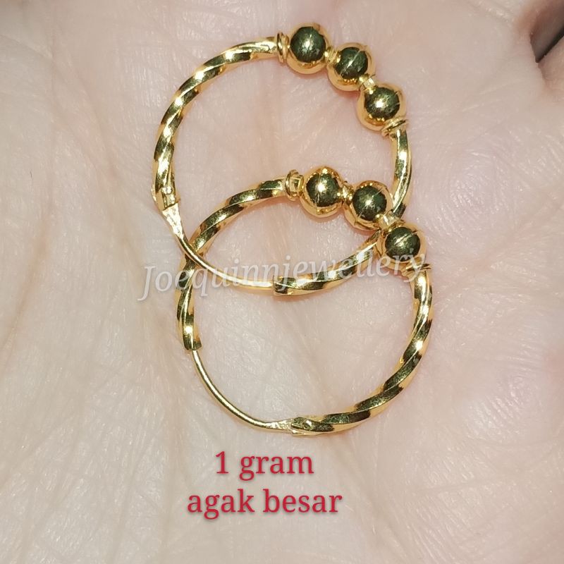 anting bulet ulir 1 gram emas muda