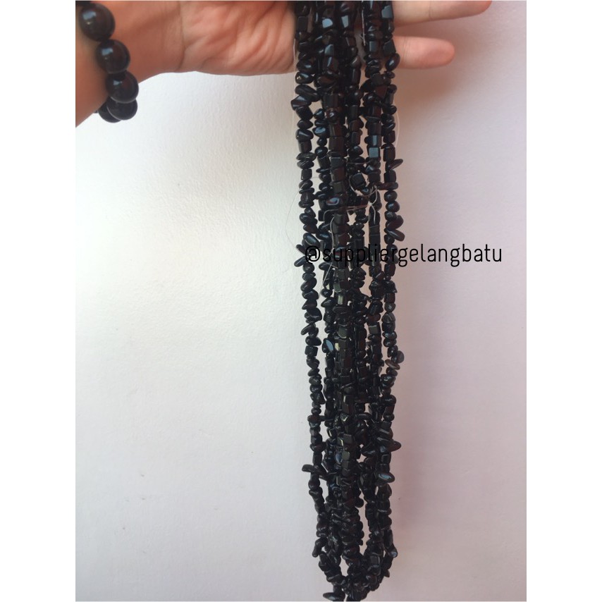 kerikil Batu alam onyx agate hitam Beads 1cm kilap aksesoris craft grosir supplier bahan fashion