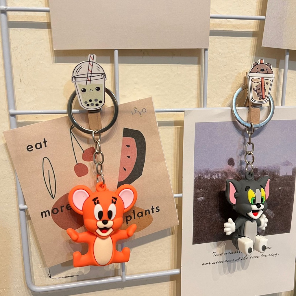 GANTUNGAN KUNCI TOM AND JERRY SUPER CUTE KEYCHAIN TAS MOTOR KARAKTER KARTUN WARNA ABU-ABU DAN ORANGE KUALITAS ORIGINAL BAHAN AWET READY GROSIR DAN COD