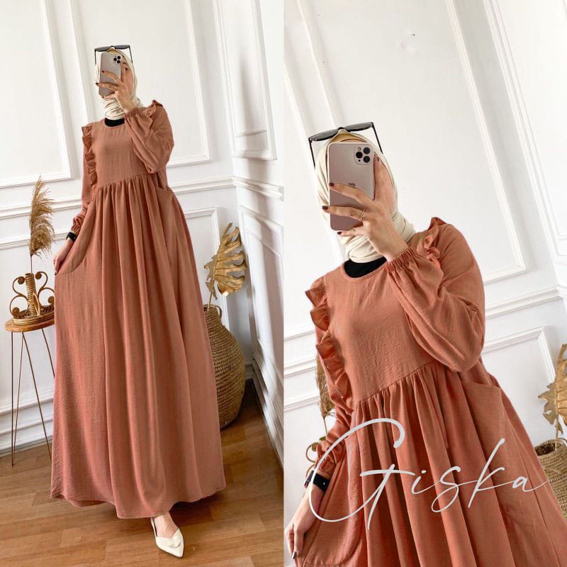 GAMIS GISKA DRESS CRINKLE MAXY //GAMIS WANITA TERBARU