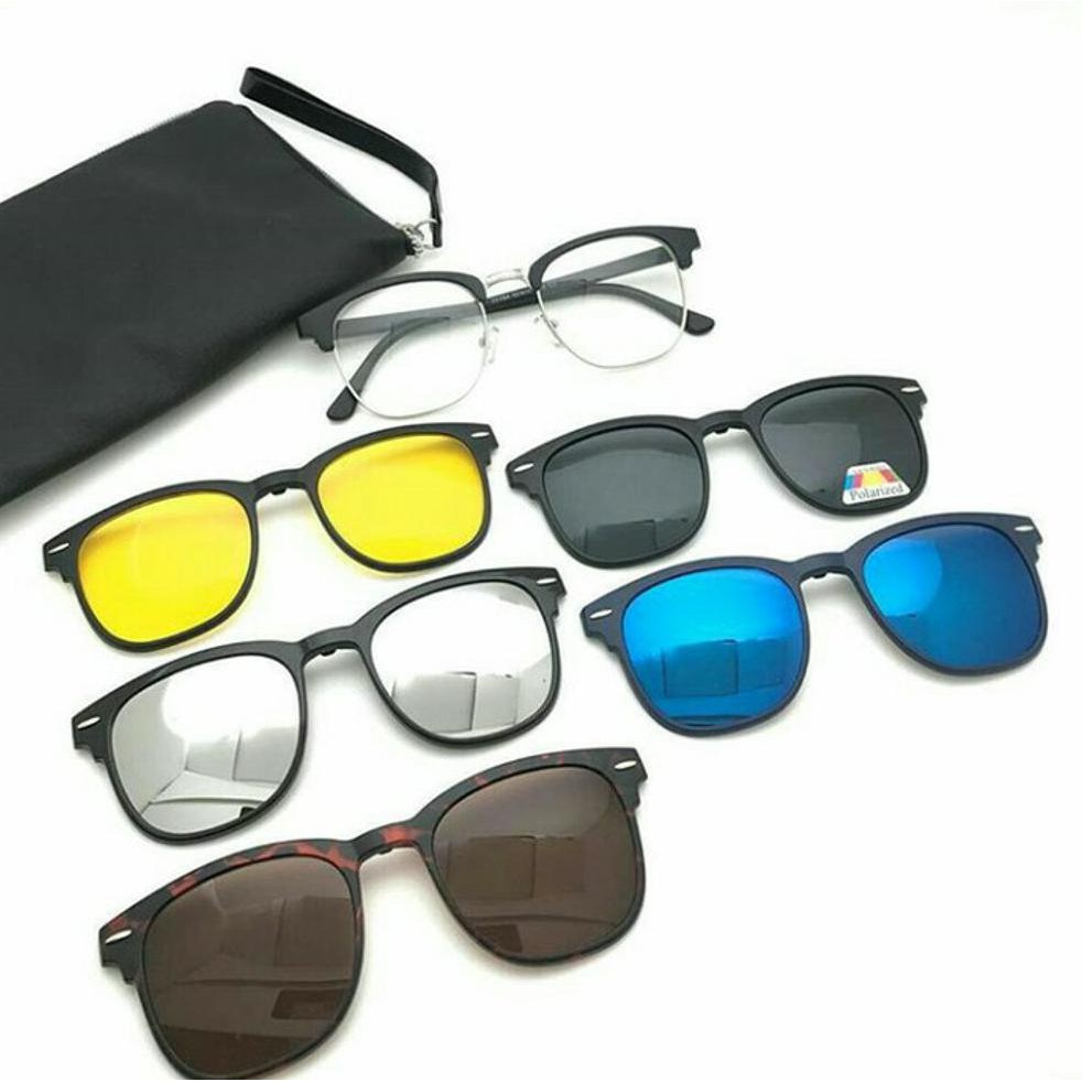 F5 Cuci Gudang Sale Murah Kaca Mata Baca Grosir Murah Clip On Clubmaster Magnet 5 Lensa Clubma