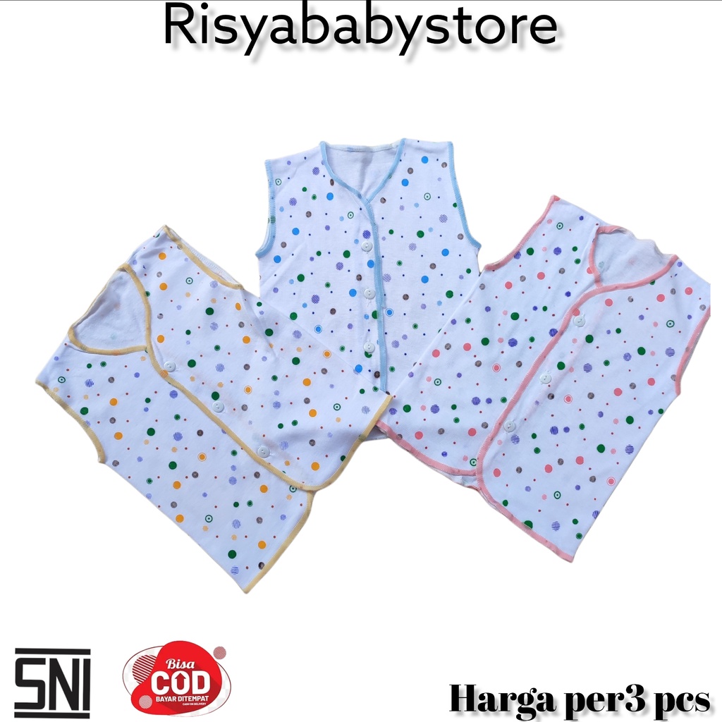 3pcs Baju bayi motif Polkadot/ Baju bayi merk Saffenda/ perlengkapan newborn