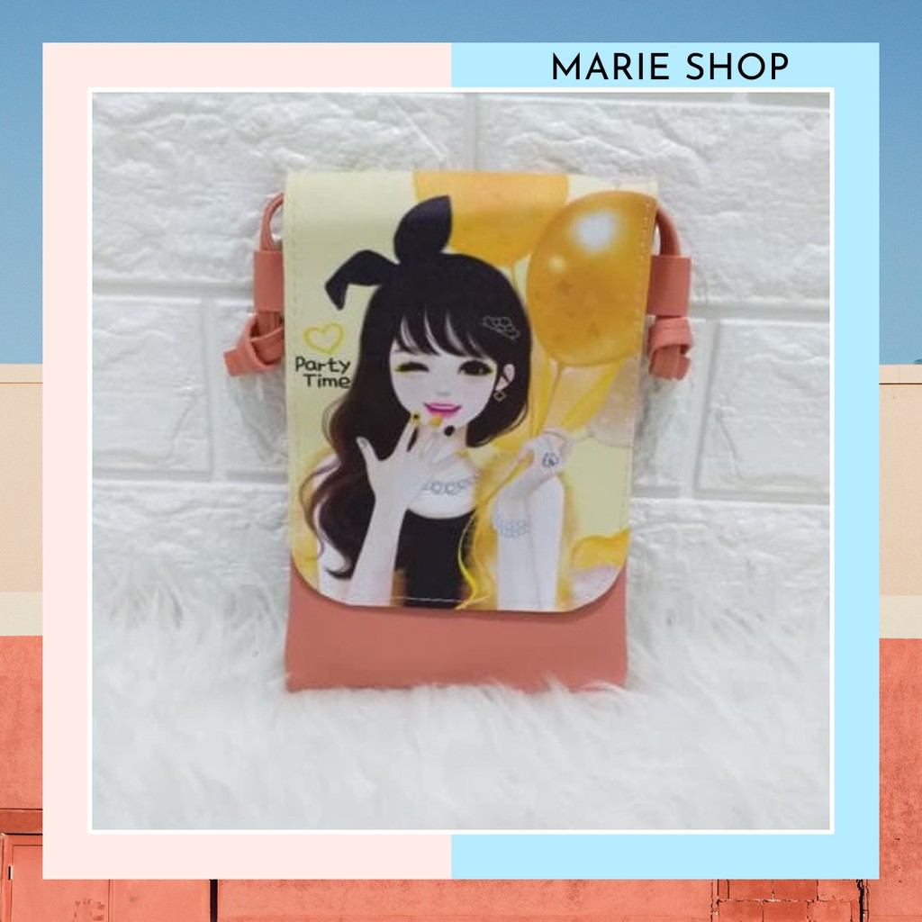 -- DISKON LEBARAN --  EDISI CEWEK KOREA SLING PHONE HP PRINTING TAS FASHION KEKINIAN