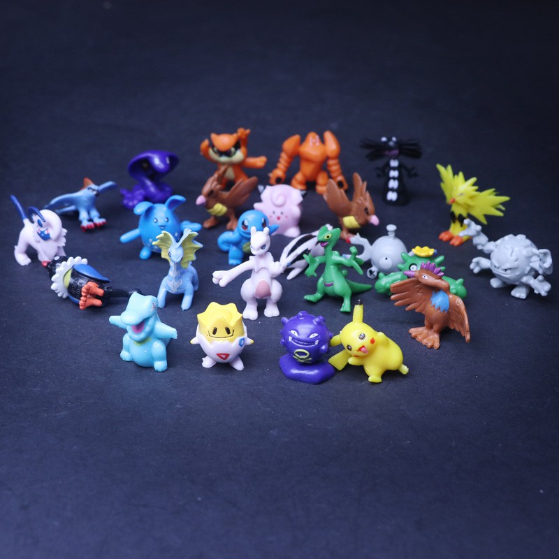 48pcs / 96Pcs Mainan Action Figure Mini Pokemon Pikachu Bulbasaur Untuk Dekorasi Kue