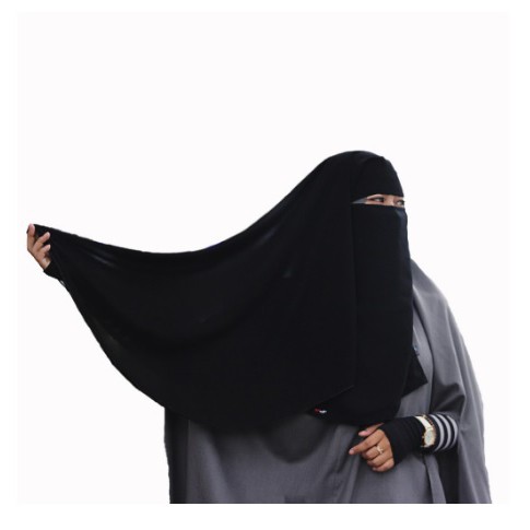 Cadar Niqob Purdah New Long Yaman Anti Singkap Tahan Badai 1 Layer-TS - Hitam