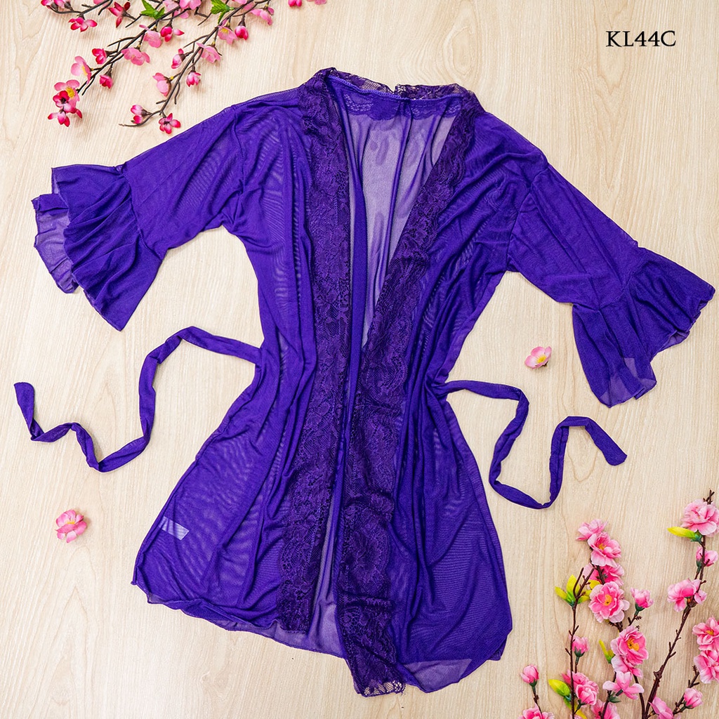 [PRODUK TERMURAH] LINGERIE KIMONO BAJU TIDUR WANITA DEWASA LACE UNGU KL44C