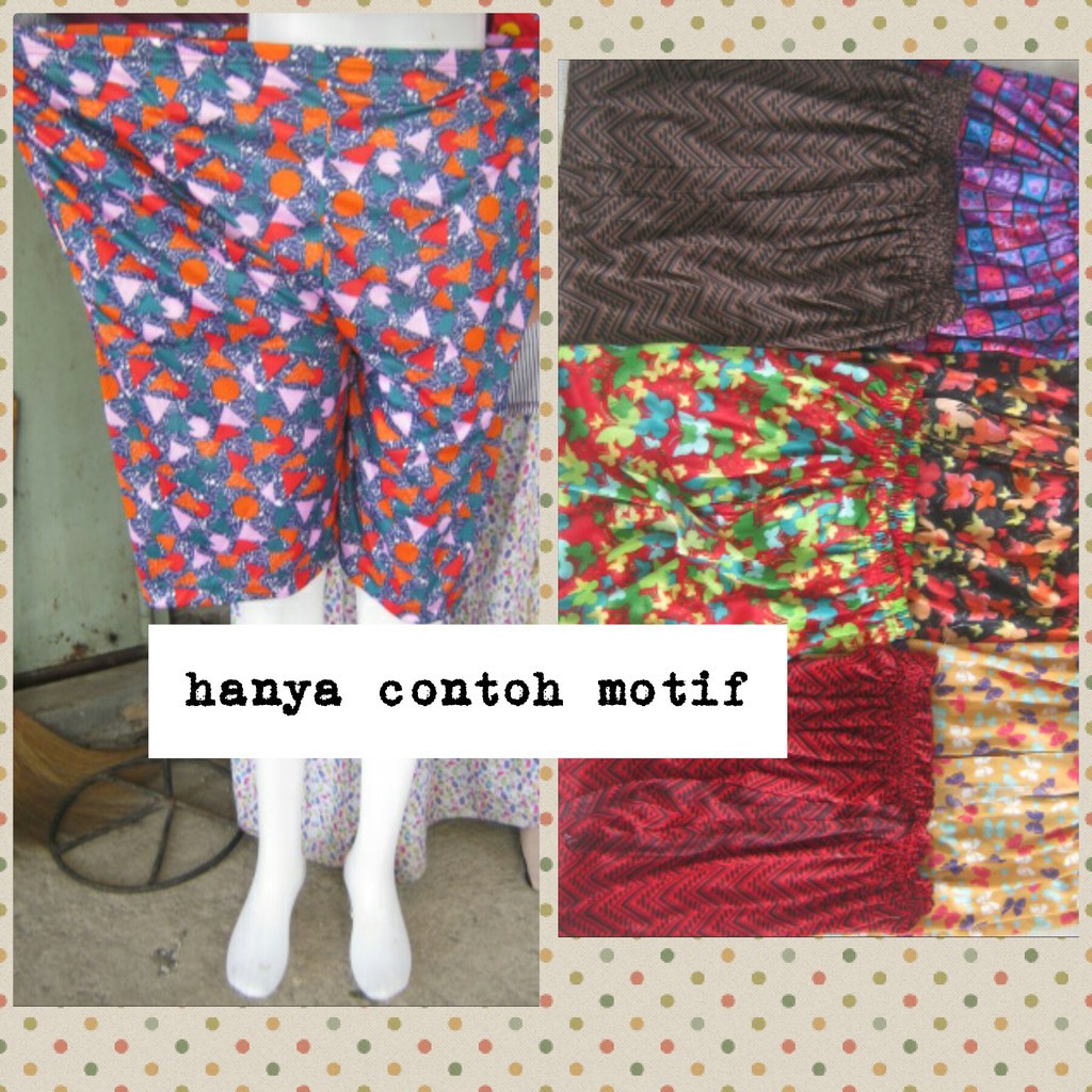 Celana Pendek Wanita Motif / Celana Legging Selutut JUMBO / Celana Pendek Wanita Dewasa HYGET